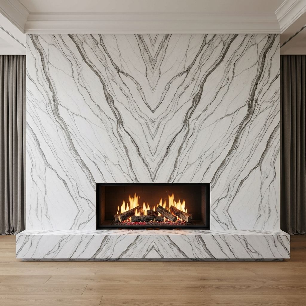 Dramatic Marble Fireplace